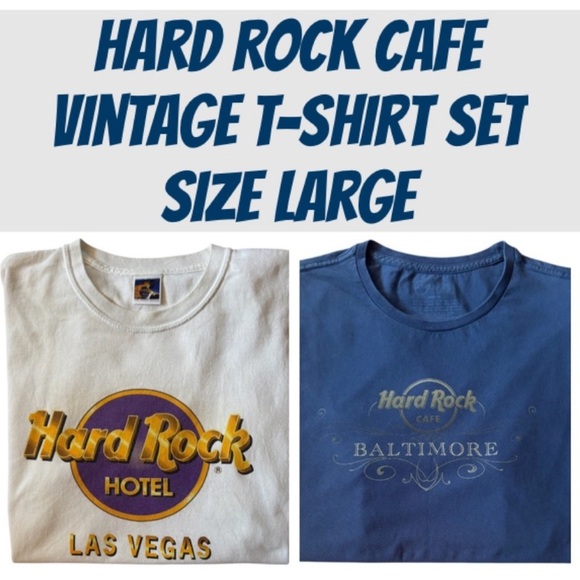 Hard Rock Cafe Men's T-Shirt Bundle Baltimore & Las Vegas Blue White Size Medium - Picture 16 of 16